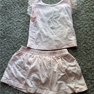 *2 for 15* Carter's Light Pink Bunny Shirt & Skirt